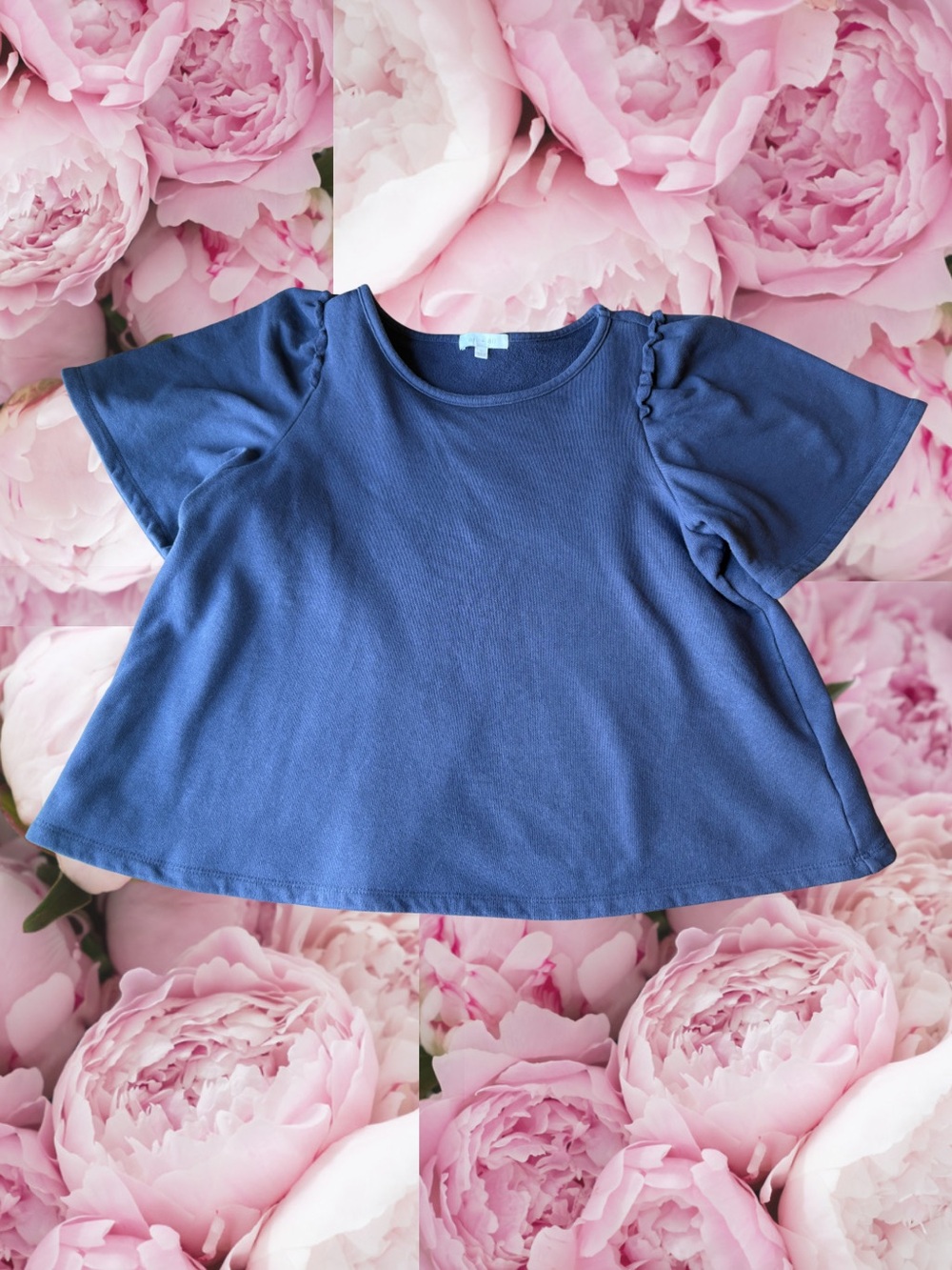 Eri + Ali Anthropologie 100% Cotton Navy Blue Top